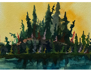 "Patch Of Pines" Original Chris Wakefield Watercolor Painting